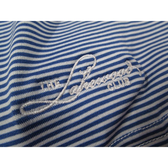 Holderness & Bourne Mens Perkins Polo Shirt XL Blue Striped Lakewood Club - Picture 4 of 10